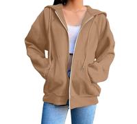 Felpa da donna, con cappuccio, da donna, oversize, slim-it, grande taglia, lunga, con cappuccio, sottile, alla moda, invernale, calda, a maniche lunghe, giacca sportiva per la transizione