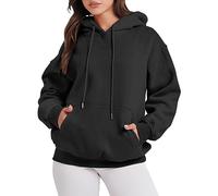 Felpa da donna con cappuccio e coulisse - Felpe oversize da donna invernali calde con tasche tinta unita pullover per donne morbido comodo a maniche lunghe top largo casual felpa con cappuccio da