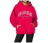Felpa da Donna con Cappuccio, Felpa con Cappuccio Pullover a Maniche Lunghe da Strada con Girocollo Stampato con Lettera Nuova da Donna