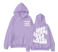 Felpa da donna con cappuccio Have A Good Day Slogan, con cappuccio, stampa grafica, da donna, a maniche lunghe, casual, oversize, 32, L