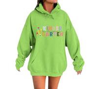Felpa da donna con cappuccio, in cotone, invernale, casual, a maniche lunghe, per la transizione, con cappuccio, oversize, sportiva, da corsa, da allenamento, per leggings, Verde-d., L