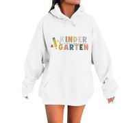 Felpa da donna con cappuccio, in cotone, invernale, casual, a maniche lunghe, per la transizione, con cappuccio, oversize, sportiva, da corsa, da allenamento, per leggings, bianco-d., XXL