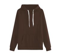Felpa da donna con cappuccio leggero - Giacca leggera da donna, taglia grande, felpe a mezza stagione, con tasca canguro, cappotti casual, abbigliamento versatile loungewear tinta unita, marrone, L