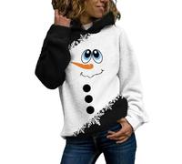 Felpa da donna con cappuccio natalizia comoda da donna alla moda per l'inverno stampa pupazzo di neve a maniche lunghe con cappuccio top disponibile in taglie forti per la vita quotidiana regali di