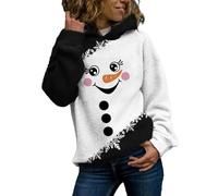 Felpa da donna con cappuccio natalizia comoda da donna alla moda per l'inverno stampa pupazzo di neve a maniche lunghe con cappuccio top disponibile in taglie forti per la vita quotidiana regali di