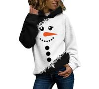 Felpa da donna con cappuccio natalizia comoda da donna alla moda per l'inverno stampa pupazzo di neve a maniche lunghe con cappuccio top disponibile in taglie forti per la vita quotidiana regali di
