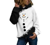 Felpa da donna con cappuccio natalizia comoda da donna alla moda per l'inverno stampa pupazzo di neve a maniche lunghe con cappuccio top disponibile in taglie forti per la vita quotidiana regali di