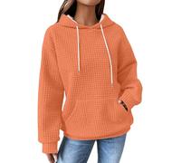 Felpa da donna con cappuccio, oversize, con cappuccio, con scollo a V, tinta unita, con cappuccio, con tasca, a maniche lunghe, comoda felpa, Colore: arancione., XL