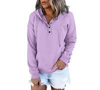 Felpa da donna con cappuccio Oversize, giacca leggera da donna, chic felpe con bottone con cappuccio e coulisse, cappotto a manica lunga, cappotti tinta unita, giacca con tasca abbigliamento casual