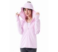 Felpa da donna con cappuccio UPF 50+ protezione solare UV con cerniera verso il basso, a maniche lunghe, per escursionismo, attività all'aperto, corsa, pesca, rosa, M