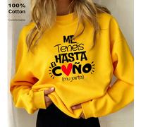 Felpa da donna con collo rotondo, in cotone per autunno/inverno, con stampa grafica del cuore e slogan "Il mio amore finché non mi stanco", morbida e versatile per uso quotidiano, ufficio/tempo libero