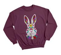 Felpa da donna con design ricamato coniglio floreale maglione colorato animale
