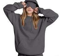 Felpa da donna con maschera per gli occhi integrata, casual, a maniche lunghe, con cappuccio, a maniche lunghe, alla moda, casual, a maniche lunghe, felpa pullover allentata (XL grigio)