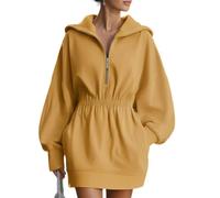 Felpa da donna con mezza zip, con cappuccio, maniche lunghe, elastico in | Le spalle lunghe e il mini orlo a fascia creano un look sportivo rilassato per giornate casual e gite nel fine settimana