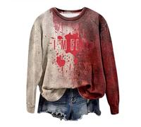 Felpa da donna con scollo rotondo, a maniche lunghe, con motivo sanguinoso, ferita sanguinosa, felpa con cappuccio, per autunno, senza cappuccio, per feste, abbigliamento sportivo, B01 vino, M