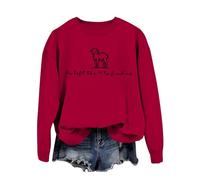 Felpa da donna con scollo rotondo e maniche lunghe "He Left The 99 to Fine Me" con lettere stampate, Colore: rosso, XXL