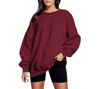 Felpa da Donna con Scollo Rotondo Maglia Manica Lunga Girocollo Casual Felpe Firmate Top Tinta Unita Pullover Cappotto Lungo dal Taglio Elegante Autunno e Inverno