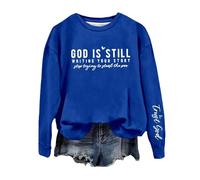 Felpa da donna con scritta in lingua inglese "God Is Writing Your Story Stop Trying To Steal The Pen", Blu, L