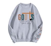 Felpa da donna con scritta ispiratrice e messaggio di fede - Maglione casual God is Writing Your Story | Top cristiano per l'uso quotidiano, Stil_d01 Grigio, S