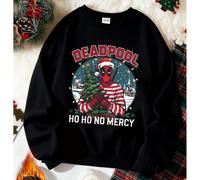 Felpa da donna con spalle cadenti e motivo floreale grigio in co-branding Marvel, top in cotone, stampa Marvel's Best Buddies Deadpool e Wolverine, felpa ampia con scollo tondo primaverile e autunnale