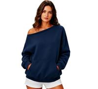 Felpa da donna con spalle scoperte a maniche lunghe e tasca frontale | Ampia scollatura su una spalla, con maniche lunghe, forma rilassata e tasca frontale inferiore