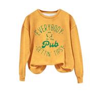 Felpa da donna con stampa artistica "Irish Pub" - Felpa casual pullover top per San Patrizio, Giallo, L