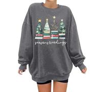 Felpa da donna con stampa brutta 2025 felpe natalizie pullover magliette da donna sorelle top felpe grafiche da strega per la vita quotidiana regali di Natale, Grigio, XXL