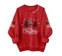 Felpa da donna con stampa brutta felpa natalizia 2025 per le donne graziosa felpa con stampa grafica natalizia a maniche lunghe carino pullover top per la vita quotidiana regali di Natale, vino, M