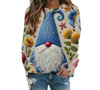 Felpa da donna con stampa brutta felpa natalizia da donna con stampa leggera di Babbo Natale girocollo a maniche lunghe felpa top 2024 inverno per la vita quotidiana regali di Natale, rosa, XL