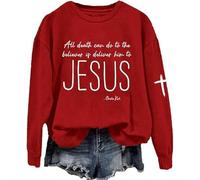 Felpa da donna con stampa con scritta "All Death Can Do to the Believer Is Deliver Him to Jesus", da donna, Rosso, S