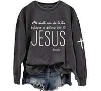 Felpa da donna con stampa con scritta "All Death Can Do to the Believer Is Deliver Him to Jesus", da donna, Grigio, XXL