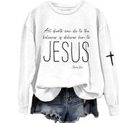 Felpa da donna con stampa con scritta "All Death Can Do to the Believer Is Deliver Him to Jesus", da donna, bianco, L