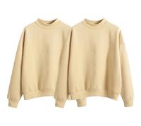 Felpa da donna con stampa divertente, tinta unita, in due pezzi, tinta unita, foderata in pile per donna, vestibilità ampia e spessa, con piccolo colletto alto per autunno e inverno. per regali di