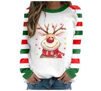 Felpa da donna con stampa "Merry Christmas", casual, scollo rotondo, a maniche lunghe, ideale per il tempo libero o l'allenamento, bianco, M