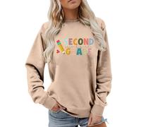 Felpa da donna con zip a un quarto attivo, per insegnante, con stampa per il rientro a scuola, pullover con spalle cadenti, giacca con coulisse, cachi, S