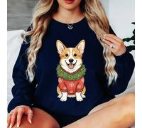 Felpa da donna Corgi Christmas Snowflake Holiday maglione amante dei cani...