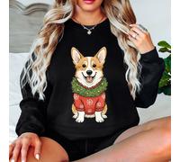 Felpa da donna Corgi Christmas Snowflake Holiday maglione amante dei cani...