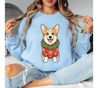 Felpa da donna Corgi Christmas Snowflake Holiday maglione amante dei cani...