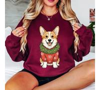 Felpa da donna Corgi Christmas Snowflake Holiday maglione amante dei cani...