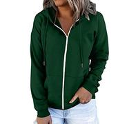 Felpa da donna Daily Long Casual Down for Womens Pocket Hooded Pullover Sleeve Button V Drawstring Hoodies Neck Felpa con cappuccio e felpe, verde, L
