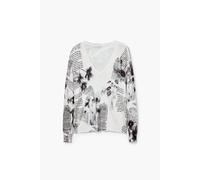 Desigual Maglione da Donna Flat Knit Thin Gauge Felpa, Bianco