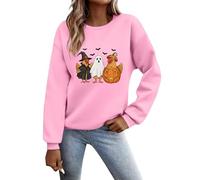 Felpa da donna di Halloween oversize con stampa zucca pullover manica lunga felpe con cappuccio grafica Halloween sport tempo libero top confortevole autunno e inverno, rosa, L