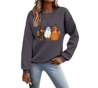 Felpa da donna di Halloween oversize con stampa zucca pullover manica lunga felpe con cappuccio grafica Halloween sport tempo libero top confortevole autunno e inverno, Grigio scuro, L