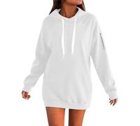 Felpa da donna foderata in pile con chiusura lampo, maglione morbido e confortevole, a maniche lunghe, con tasca per il comfort in inverno nel teschio, bianco, L
