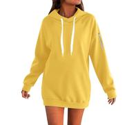 Felpa da donna foderata in pile con chiusura lampo, maglione morbido e confortevole, a maniche lunghe, con tasca per il comfort in inverno nel teschio, giallo., L