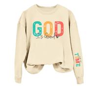 Felpa da donna "God is Good All The Time", maglione cristiano con scritta colorata, a maniche lunghe con messaggio di fede ispiratore, Stil_w01 Beige, XL