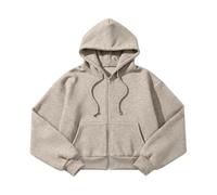 Felpa Da Donna in Cotone con Zip Lunga e Cappuccio, per la Mezza Stagione