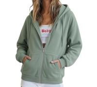Felpa Da Donna in Cotone con Zip Lunga e Cappuccio, per la Mezza Stagione