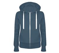 Felpa da donna in cotone con zip lunga e cappuccio, per la mezza stagione, in tinta unita, sportiva, per gli allenamenti, leggera, in stile college
