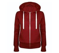 Felpa da donna in cotone con zip lunga e cappuccio, per la mezza stagione, in tinta unita, sportiva, per gli allenamenti, leggera, in stile college